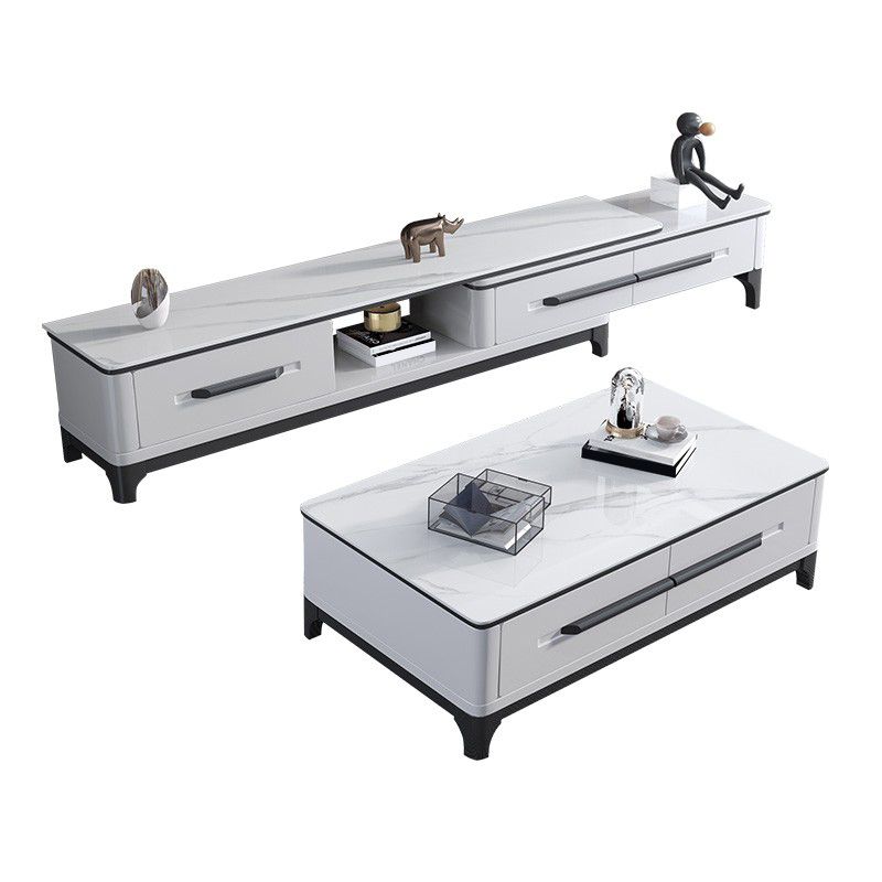 Slate Rectangular Coffee Table with 4 Storage Drawers and 4 Legs Clearhalo 'Coffee & Accent Tables' 'Coffee Tables' 'coffee_tables' 'furn' 'furn_coffee_tables' 'Furniture' 'Living Room Furniture' 1200x1200_2fd12b5f-5255-43f9-a1f7-3c3eb2d42b8b