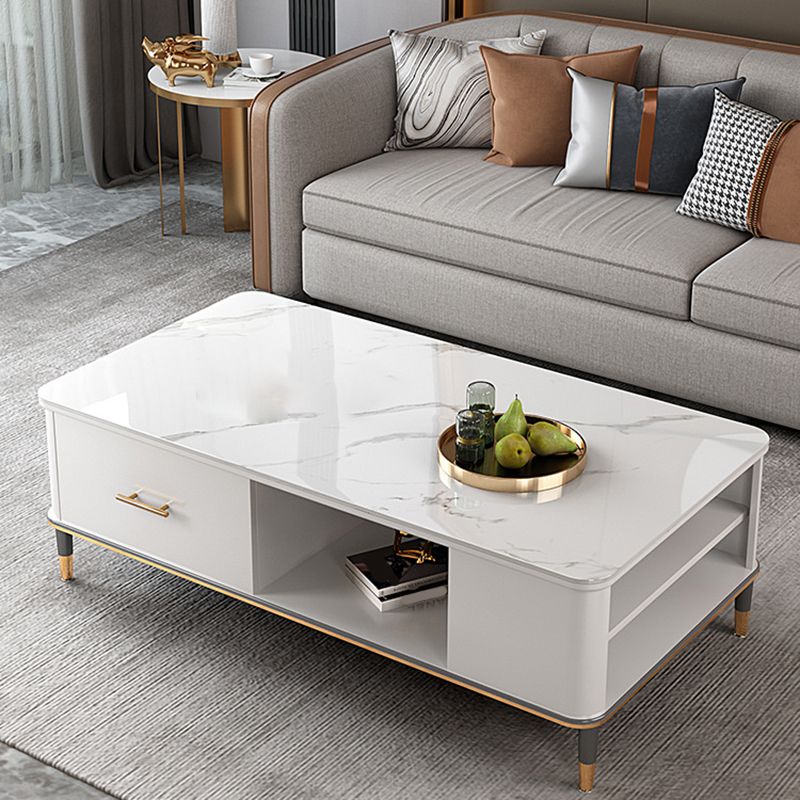 Mesa de centro Glam de 17" de alto, mesa de cóctel rectangular con cajón