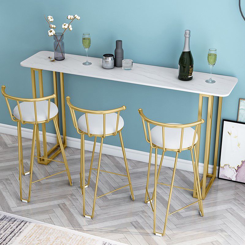 Modern Marble Counter Table with Rectangle Table Top Sled Table - 42" H Clearhalo 'Bar Furniture' 'Bar Tables' 'bar_tables' 'furn' 'furn_bar_tables' 'Furniture' 'furniture_bar_tables' 'Kitchen & Dining Furniture' 1200x1200_2fd30bc0-5c3a-4225-8efb-bcf9205acd2d