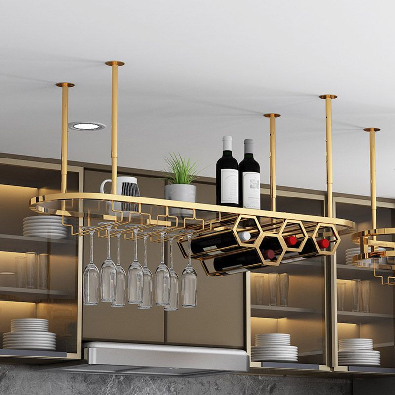 Glam Hanging Wine Rack Metal Wine Bottle & Glass Rack for Living Room Clearhalo 'furn' 'furn_wine_racks' 'Furniture' 'Kitchen & Dining Furniture' 'Wine Racks' 'wine_racks' 1200x1200_2fd375b5-ef8b-4786-8c0d-57934cc179a8