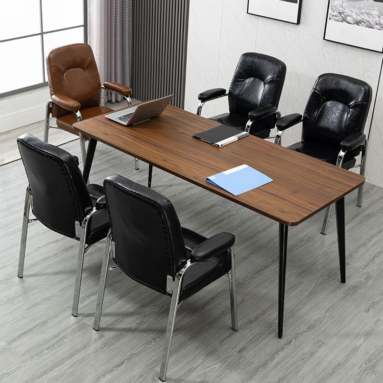 Contemporary Style Leather Dining Chairs Solid Back Arm Dining Side Chairs Clearhalo ' kitchen&dining_furn' 'Dining Chairs' 'Dining Tables & Seating' 'dining_chair' 'furn' 'furn_dining_chair' 'Furniture' 'furniture_dining_chair' 'Kitchen & Dining Furniture' 'kitchen' 1200x1200_2fd49e95-a604-4f75-9f76-3a21bd34c19e