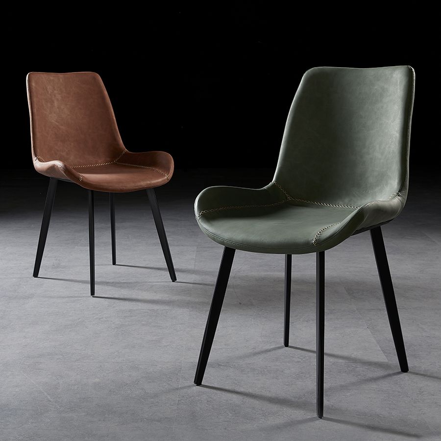 Industrial Design Solid Back Dining Side Chair Leather Arm Dining Side Chair Clearhalo ' kitchen&dining_furn' 'Dining Chairs' 'Dining Tables & Seating' 'dining_chair' 'furn' 'furn_dining_chair' 'Furniture' 'furniture_dining_chair' 'Kitchen & Dining Furniture' 'kitchen' 1200x1200_2fd5db4e-7d8d-4fac-b23a-686ffe3e7e1f