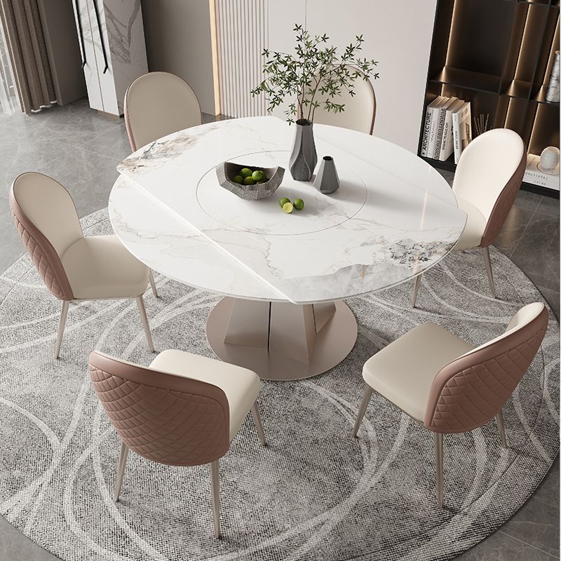 Modern Sintered Stone White Dining Room Set Space-Saving Design Dining Table Furniture Clearhalo 'Dining Room Sets' 'Dining Tables & Seating' 'dining_room_set' 'furn' 'furn_dining_room_set' 'Furniture' 'furniture_dining_room_set' 'Kitchen & Dining Furniture' 'kitchen&dining_furn' 'kitchen' 1200x1200_2fd5f7dc-c487-4852-a8bc-29a795df91e0