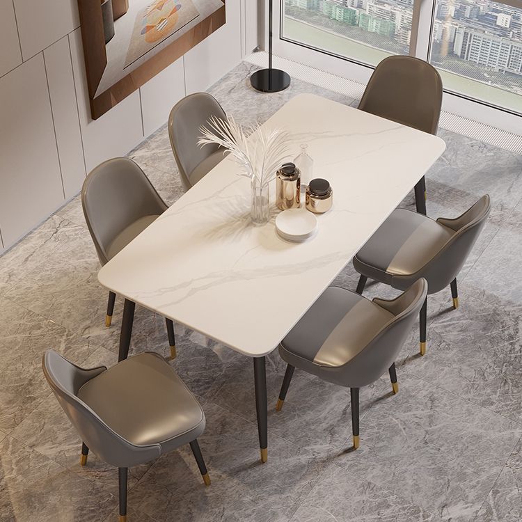Industrial Kitchen Dinner Table Rectangle Stone 4 Legs Dining Table Clearhalo 'Dining Tables & Seating' 'Dining Tables' 'dining_table' 'furn' 'furn_dining_table' 'Furniture' 'Kitchen & Dining Furniture' 1200x1200_2fd9fc7d-e834-4bcf-a991-3252849ae193