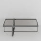 Contemporary Rectangle Glass Top Cocktail Table with Cross Base