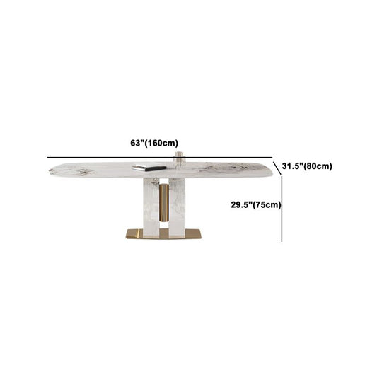 コンテンポラリーダイニングセット1/4/5/7 PCSストーンダイニングテーブル布張りの椅子付き