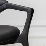 Leder gepolsterte Esstuhl massiv Holz Frame Essarm Stuhl