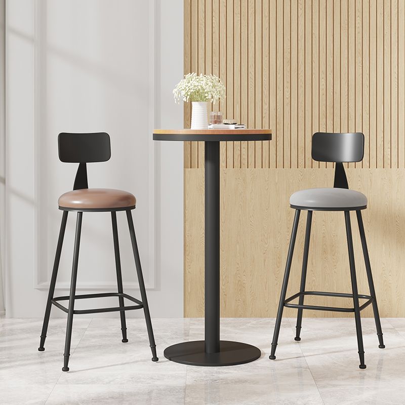 Modern Armless Backrest Counter Stool Iron Cafe Bar Stool with Leather Cushion Clearhalo 'Bar Furniture' 'Bar Stools' 'bar_stools' 'furn' 'furn_bar_stools' 'Furniture' 'furniture_bar_stools' 'Kitchen & Dining Furniture' 1200x1200_2fdb981e-2aaa-4c42-a6f4-e6f237276c05