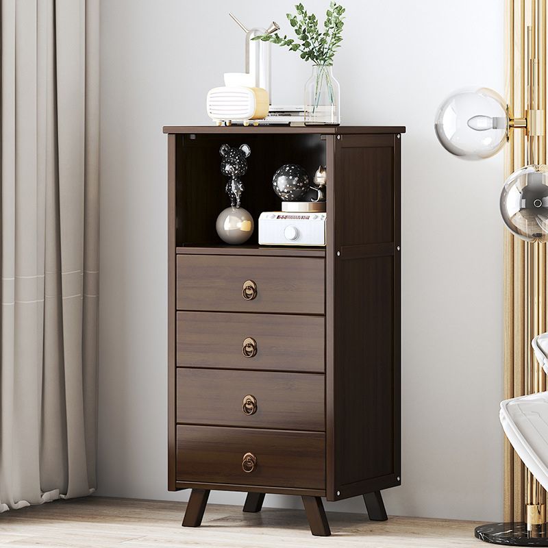 Mid-Century Accent Chest with Shelf and Drawers and Straight Legs