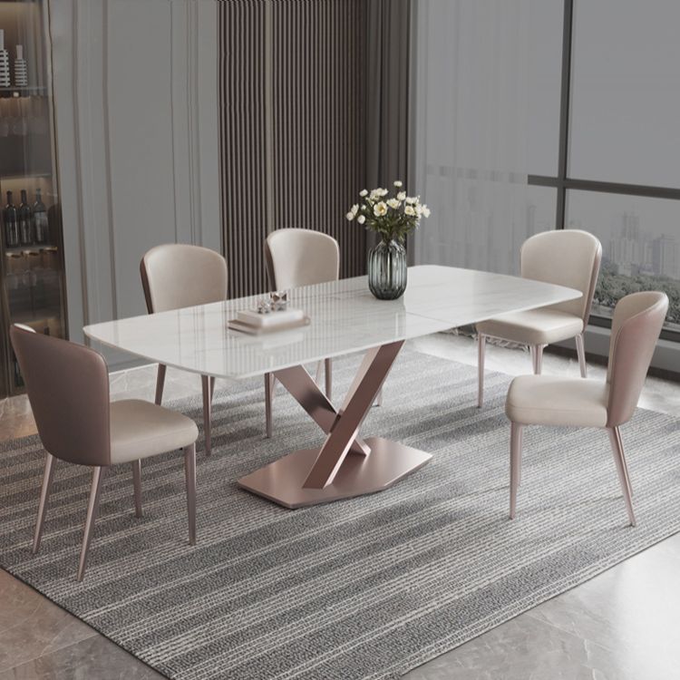 Modern Rectangle Sintered Stone Dining Table Set 1/4/5/6/7 Pieces Dining Set for Home Use Clearhalo 'Dining Room Sets' 'Dining Tables & Seating' 'dining_room_set' 'furn' 'furn_dining_room_set' 'Furniture' 'furniture_dining_room_set' 'Kitchen & Dining Furniture' 1200x1200_2fdcc9da-54d6-4e05-8fac-f32612bd4e21