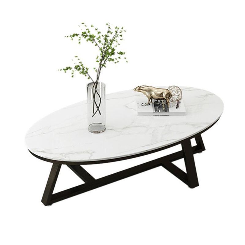 17.7" Tall Iron Cross Legs Cocktail Table Oval Slate Top Coffee Table Clearhalo 'Coffee & Accent Tables' 'Coffee Tables' 'coffee_tables' 'furn' 'furn_coffee_tables' 'Furniture' 'Living Room Furniture' 1200x1200_2fdd19a8-1da8-4bc5-b626-d6a55b579986