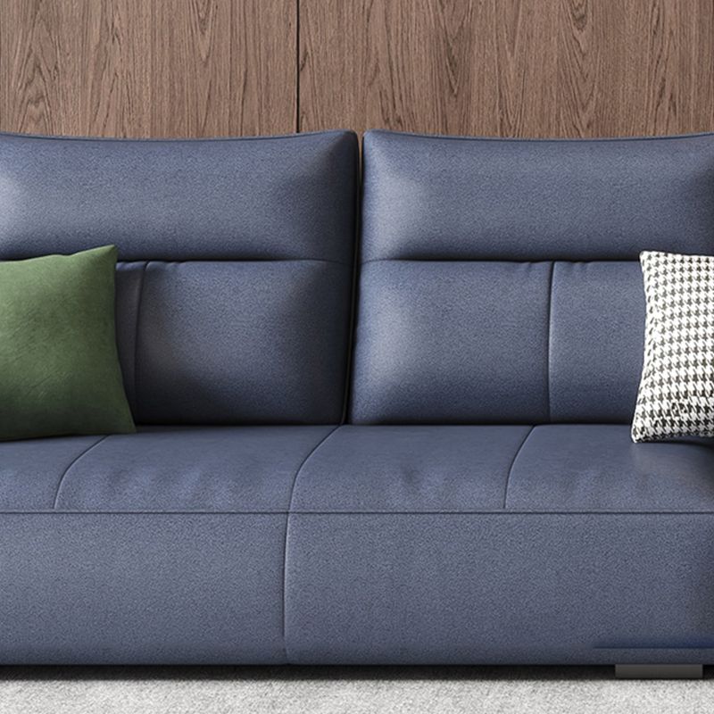 Cuscini rimovibili blu quadrati rimovibili divano e chaise in pelle finta contemporanea