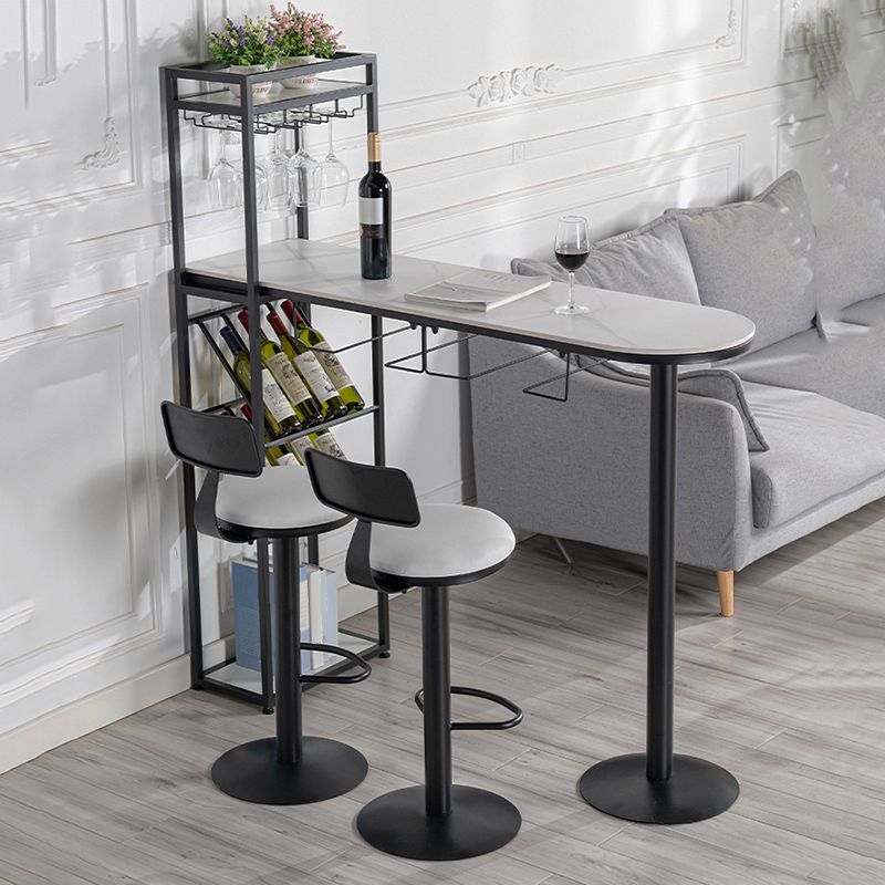 Wine Rack Modern Bistro Bar Desk Stone Bar Height Indoor Cocktail Table Clearhalo 'Bar Furniture' 'Bar Tables' 'bar_tables' 'furn' 'furn_bar_tables' 'Furniture' 'furniture_bar_tables' 'Kitchen & Dining Furniture' 1200x1200_2fdfc106-c014-4e87-a6dd-ba32f59b24e5