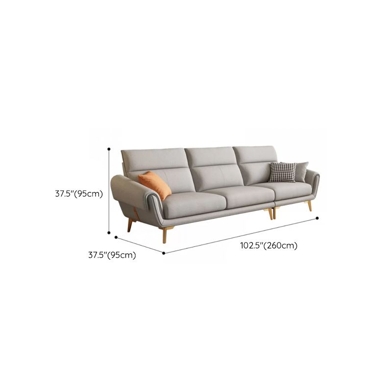 Mid Century Sofa and Chaise in Gray Flared Arm Sewn Pillow Back Sofa Clearhalo 'furn' 'furn_sectionals' 'Furniture' 'Living Room Furniture' 'Sectionals' 1200x1200_2fe0072e-476d-4e61-b8d9-1ac2d01765f8