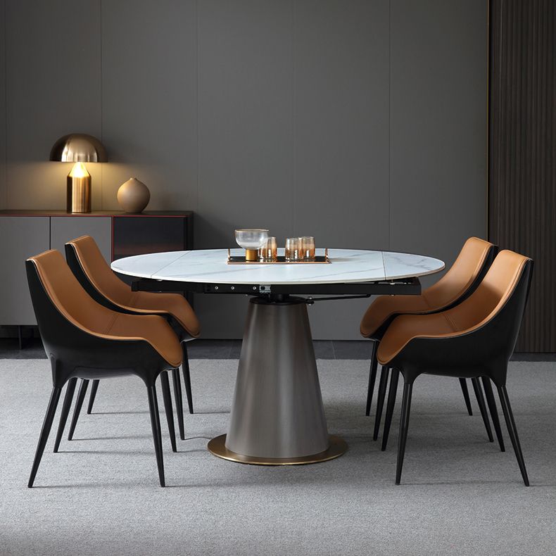 Contemporary Faux Leather Dining Chair Metal Dining Arm Chairs for Home Use Clearhalo 'Dining Chairs' 'Dining Tables & Seating' 'dining_chair' 'furn' 'furn_dining_chair' 'Furniture' 'Kitchen & Dining Furniture' 1200x1200_2fe0e6b8-3899-4230-acb8-388aa6068507