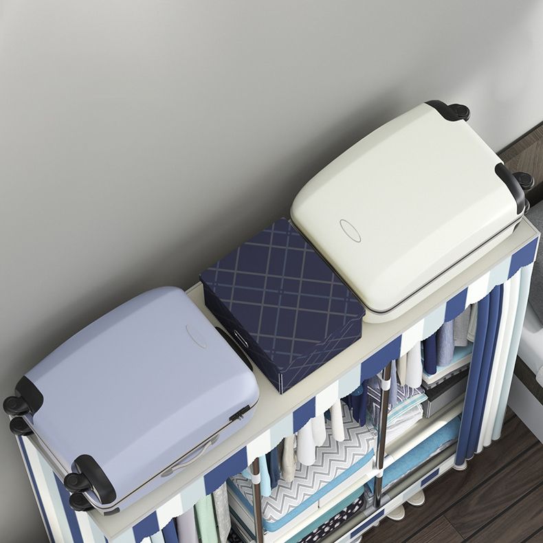 Modern Style Wardrobe Closet Metal Frame Wardrobe Armoire with Shelves Clearhalo 'Armoires & Wardrobes' 'armoires_wardrobes' 'Bedroom Furniture' 'furn' 'furn_armoires_wardrobes' 'Furniture' 1200x1200_2fe461cc-d35e-4246-8ff5-a4d201cb4068