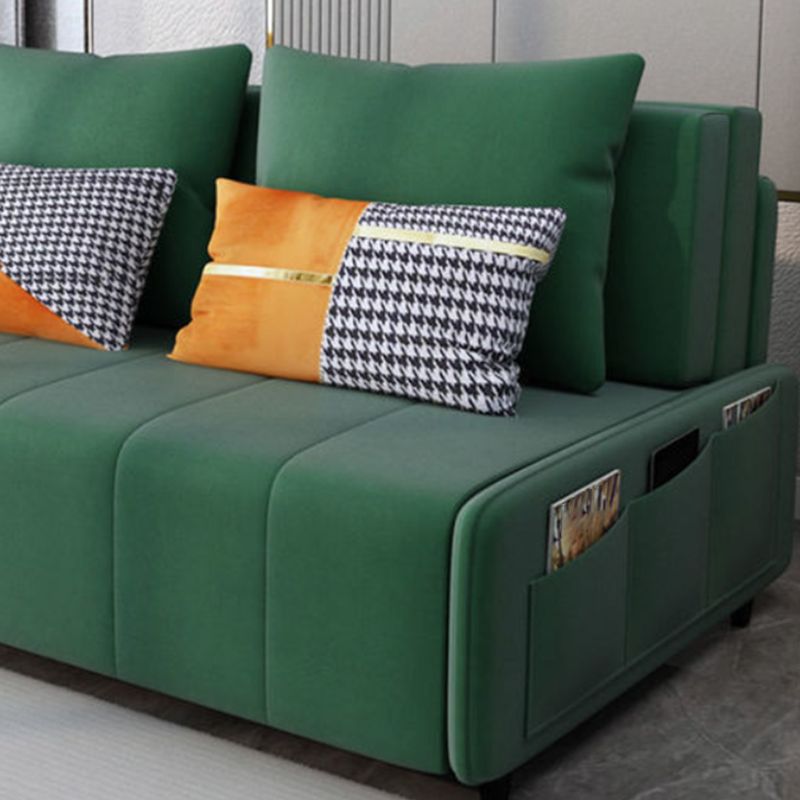 Faux Ledersofa Bett mit Aufbewahrung modernes dunkelgrünes Sofa mit Kissen