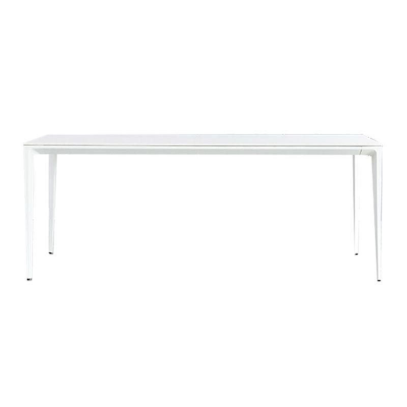 Contemporary Rectangle Dining Table Sintered Stone Table with 4 White Legs,55.1"L x 31.5"W x 30"H Clearhalo ' dining_table' 'Dining Tables & Seating' 'Dining Tables' 'Furniture' 'furniture_dining_table' 'Kitchen & Dining Furniture' 'kitchen&dining_furn' 'kitchen' 'kitchen_dining_table' 1200x1200_2fe6c8c5-c197-4603-8f0e-2f4be7c36482