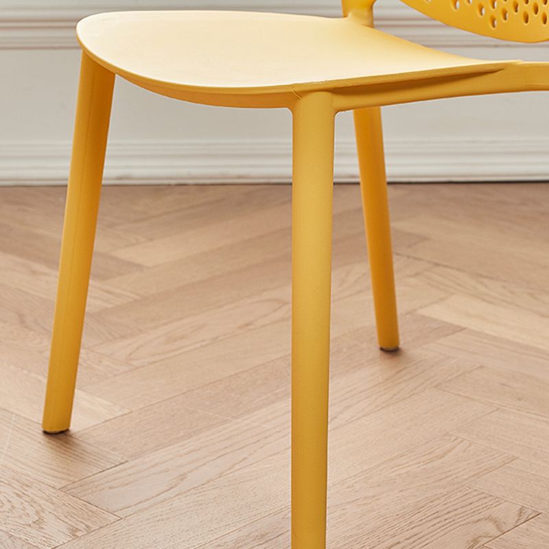 Moderne open achterzijde stoel plastic armloze eetkamerstoel voor restaurant