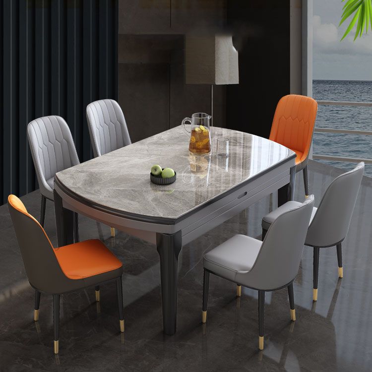Sintered Stone Top Table 4 Legs Drop-Leaf Dining Table for Kitchen Clearhalo 'Dining Tables & Seating' 'Dining Tables' 'dining_table' 'furn' 'furn_dining_table' 'Furniture' 'Kitchen & Dining Furniture' 1200x1200_2fea937d-6eff-4ccd-8a0e-0143e503e7e0