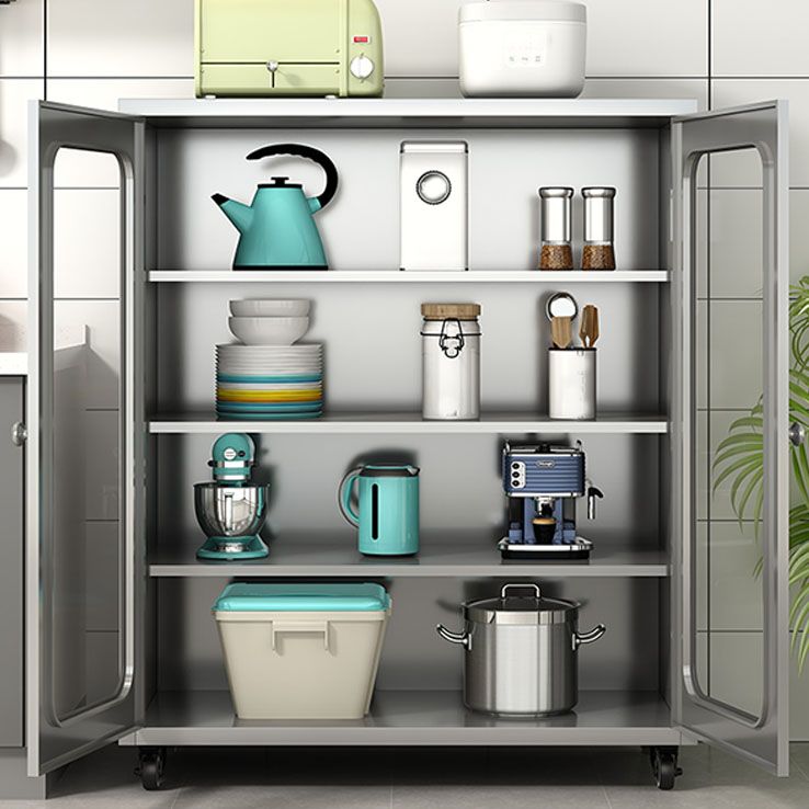 Modern Style Sideboard Metal Sideboard with Door for Kitchen Use Clearhalo 'buffet_sideboard' 'Buffets & Sideboards' 'furn' 'furn_buffet_sideboard' 'Furniture' 'Kitchen & Dining Furniture' 1200x1200_2fea9420-0702-43dc-9285-b9e1c528a6a7