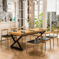 Ensemble de table à manger industrielle à double piédestal, ensemble de dinette en bois massif 1/2/7 pièces