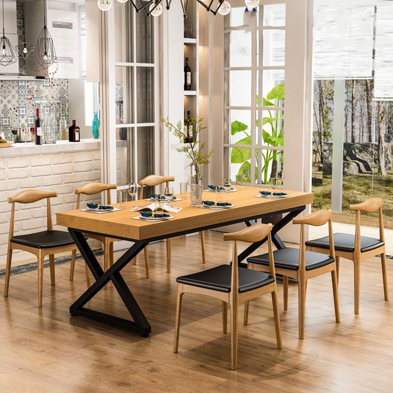 Ensemble de table à manger industrielle à double piédestal, ensemble de dinette en bois massif 1/2/7 pièces