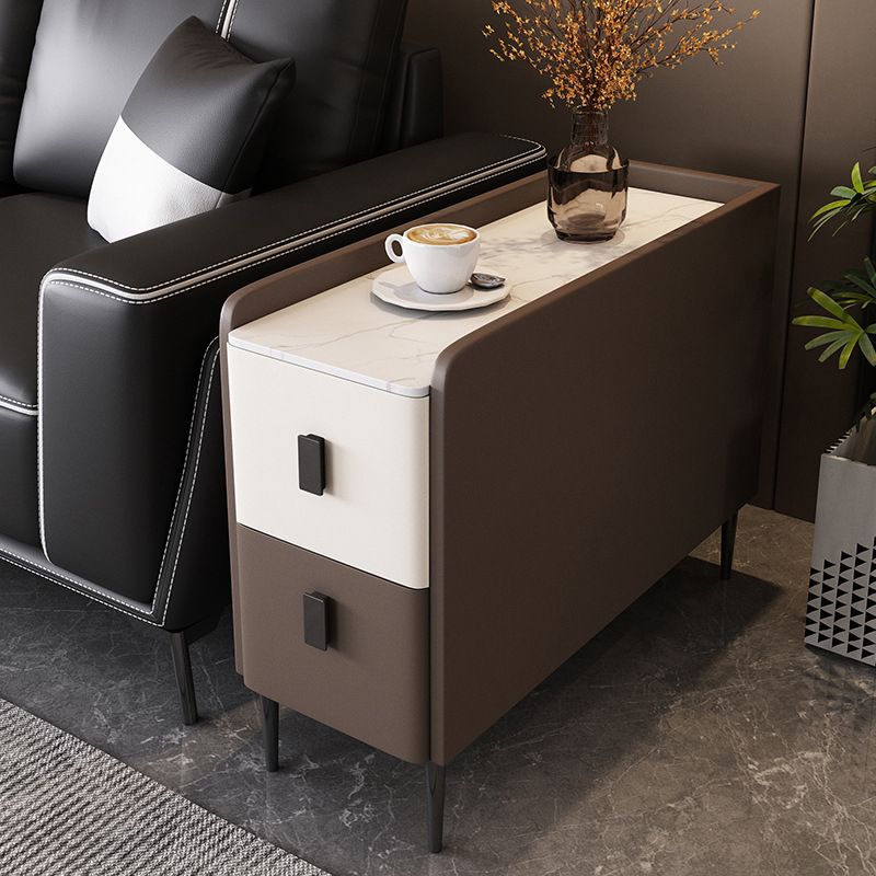 4 Legs Base Design Cocktail Table Slate Desktop Rectangular Coffee Table