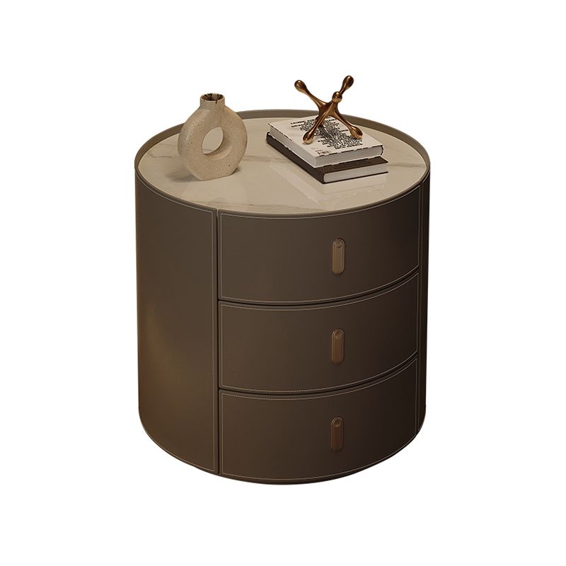 Table de chevet de table en pierre de table glamour avec 3 tiroirs