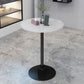 Table de bar avec base en métal Glam et plateau en pierre blanche, table de pub fixe pour patio