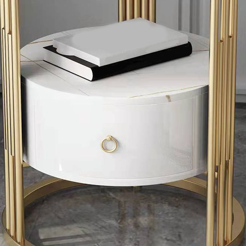 19.69" W x 19.69"D x 21.65" H End Table Round Stone Side Table with Storage Clearhalo 'Coffee & Accent Tables' 'End & Side Tables' 'end_side_tables' 'furn' 'furn_end_side_tables' 'Furniture' 'Living Room Furniture' 1200x1200_2ff034a7-6ef8-4d84-91cc-bc1a9b699495