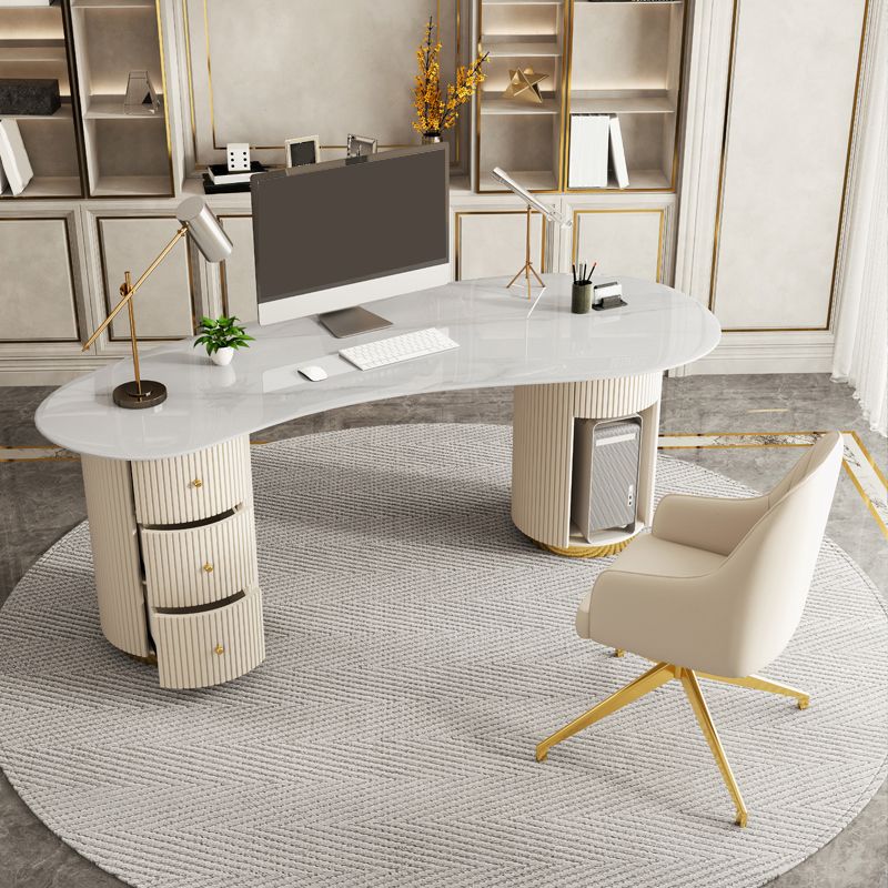 Bureau de bureau en pierre moderne de 29,53 pouces de haut de 3 tirages