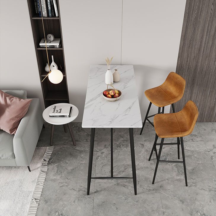 Modern Marble Table with Rectangle Table Top Black Trestle Table - 41.3" H Clearhalo 'Bar Furniture' 'Bar Tables' 'bar_tables' 'furn' 'furn_bar_tables' 'Furniture' 'furniture_bar_tables' 'Kitchen & Dining Furniture' 1200x1200_2ff21c08-a8fb-44dc-986d-352377b83e03