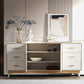 Glam Sideboard Cabinet Stone Sideboard Table with Doors for Kitchen