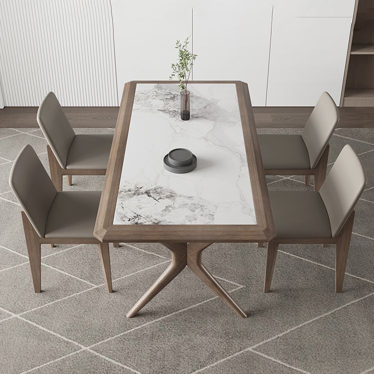 Modern Rectangular Stone Top Dining Table with Solid Wood Legs for Living Room Clearhalo 'Dining Tables & Seating' 'Dining Tables' 'dining_table' 'furn' 'furn_dining_table' 'Furniture' 'Kitchen & Dining Furniture' 1200x1200_2ff37c7b-3696-4ea7-a806-d57b69fde94c