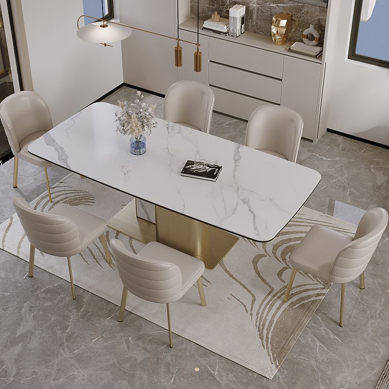 Nordic Glam Style Sintered Stone Rectangle Table Set 1/4/5/7 Pieces Dining Set Clearhalo 'Dining Room Sets' 'Dining Tables & Seating' 'dining_room_set' 'furn' 'furn_dining_room_set' 'Furniture' 'Kitchen & Dining Furniture' 1200x1200_2ff727dc-350b-4c63-8682-959c351da9ea