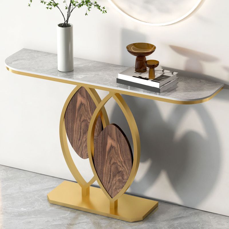 Tavolo di accento moderno largo 12 pollici a forma di mezza luna tavolo in metallo per sala