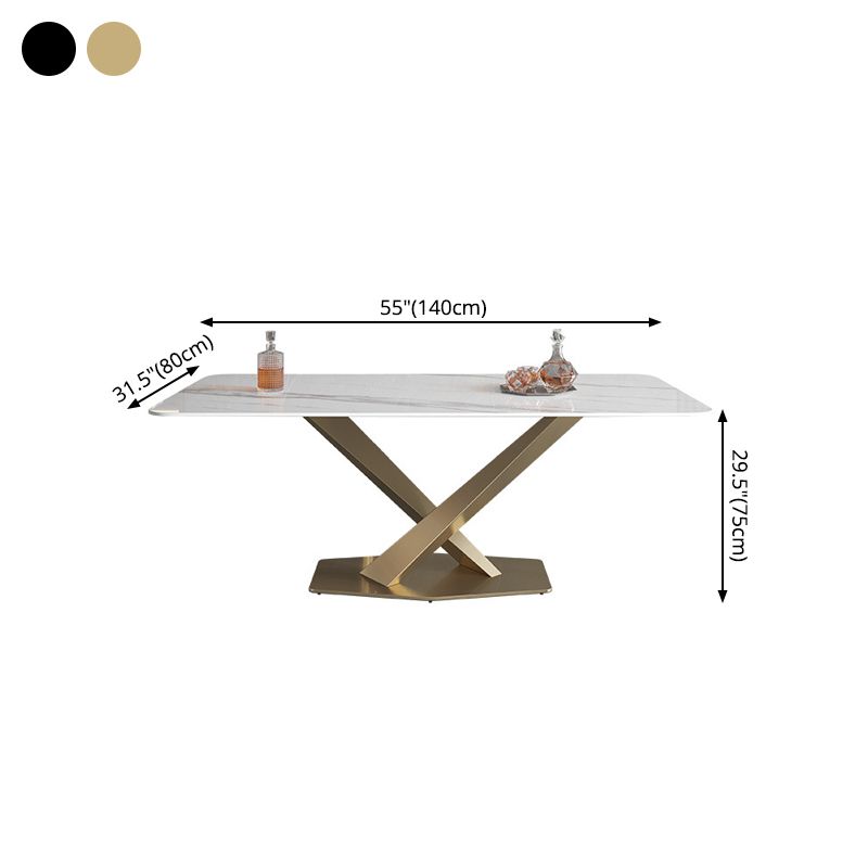 Metal Traditional Luxury Rectangle Table White Sintered Stone Indoor Table for Kitchen Clearhalo ' dining_table' 'Dining Tables & Seating' 'Dining Tables' 'furn' 'furn_dining_table' 'Furniture' 'furniture_dining_table' 'Kitchen & Dining Furniture' 'kitchen&dining_furn' 'kitchen' 'kitchen_dining_table' 1200x1200_2ffa15aa-5406-4711-b769-cf6dee4436bc