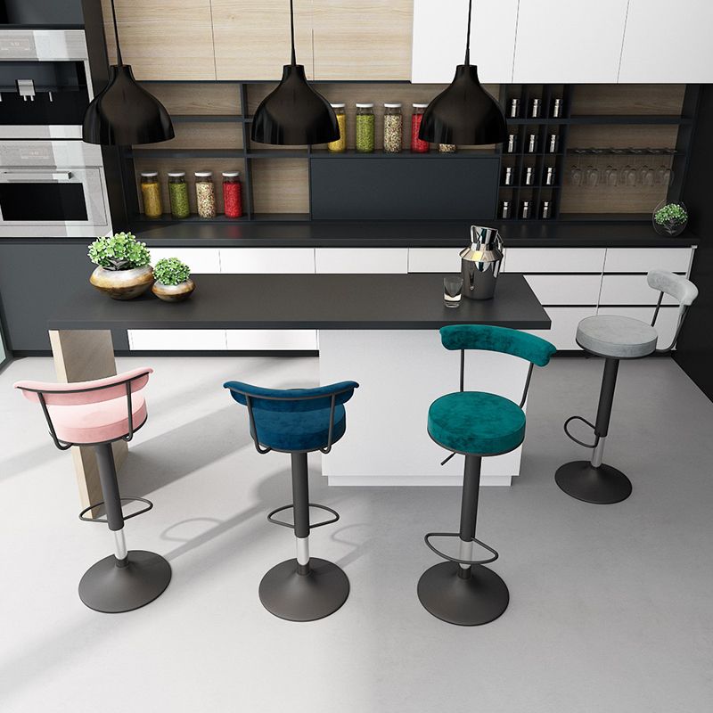 Glam Liftable Backrest Counter Stool Steel Kitchen Bar Stool with Cushion and Pedal Clearhalo 'Bar Furniture' 'Bar Stools' 'bar_stools' 'furn' 'furn_bar_stools' 'Furniture' 'furniture_bar_stools' 'Kitchen & Dining Furniture' 1200x1200_2ffa7eee-0093-4d89-b78f-694fdfba94ba