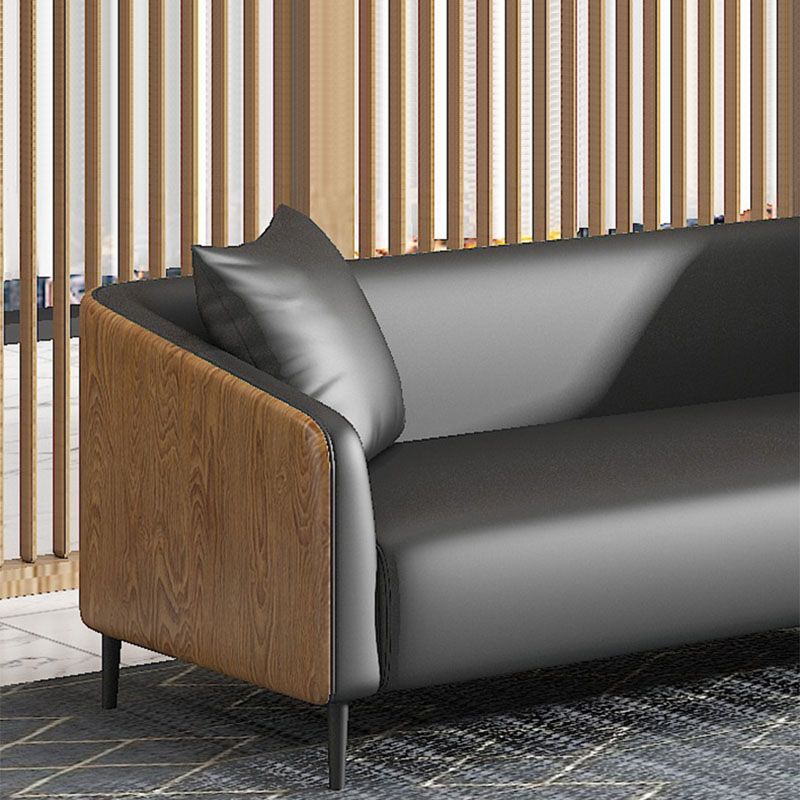 Modern Faux Leather Sofa Tuxedo Arm Tight Back Sofa in Grey/black Clearhalo 'furn' 'furn_sofas' 'Furniture' 'Living Room Furniture' 'Sofa' 'sofas' 1200x1200_2ffaa90c-14aa-47e0-88fd-e079a2fcdb91