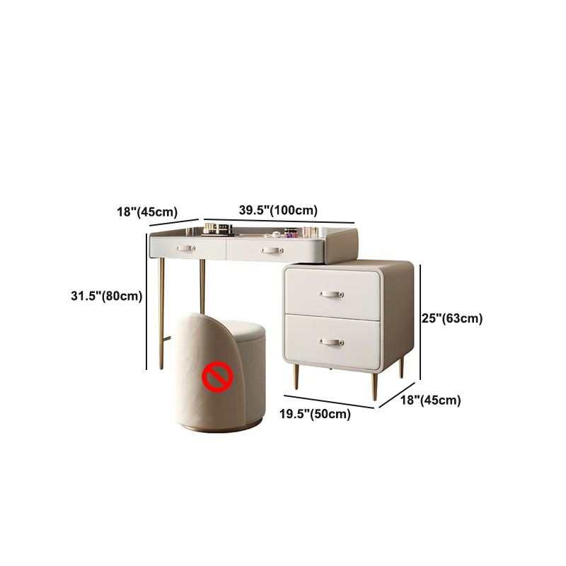 Beige 3/4-Drawers Dressing Table Faux Leather Make-up Vanity Desk Clearhalo 'Bedroom Furniture' 'furn' 'furn_makeup_vanities' 'Furniture' 'Makeup Vanities' 'makeup_vanities' 1200x1200_2ffb0825-bfc1-498a-a99f-05e27ae0b318