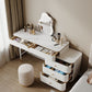 Tavolo da toeletta bianco in piedi set di vanità con tavolo da trucco e sgabello
