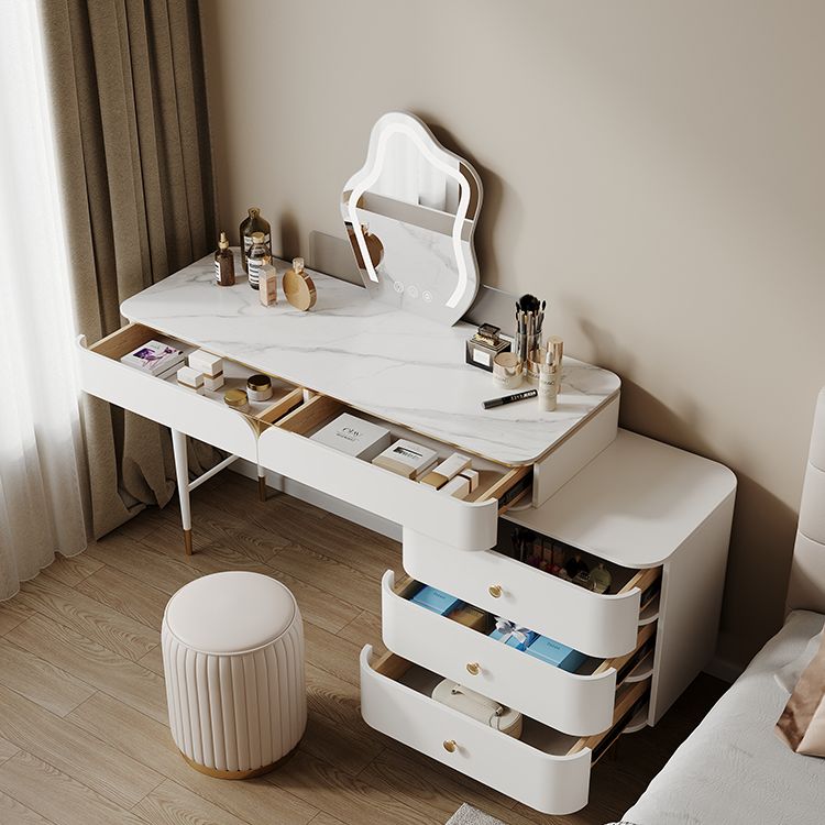 Tavolo da toeletta bianco in piedi set di vanità con tavolo da trucco e sgabello
