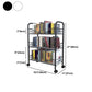 Contemporary Metal Bookshelf with Wheels Open Back Bookcase for Living Room