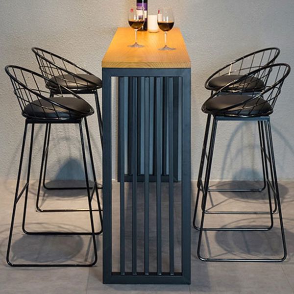Modern Style Bar Table in Solid Wood and Metal Brown Balcony Bar Table Clearhalo 'Bar Furniture' 'Bar Tables' 'bar_tables' 'furn' 'furn_bar_tables' 'Furniture' 'furniture_bar_tables' 'Kitchen & Dining Furniture' 1200x1200_2ffdbac3-874c-41ea-b3ee-05c76a33263f