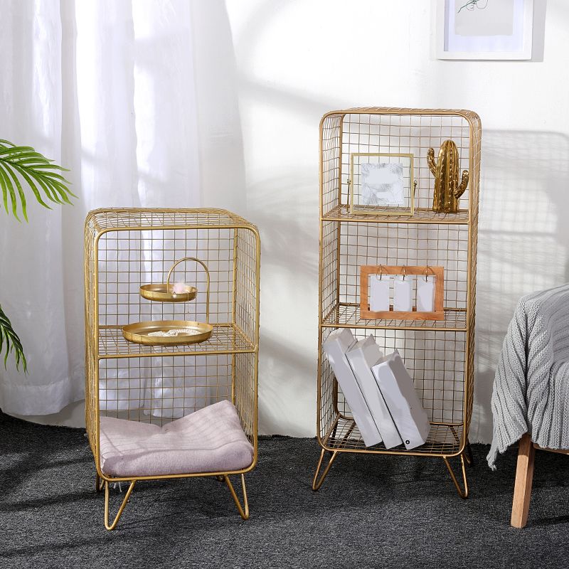 Light Luxury Metal Bookshelf Closed Back Shelf Bookcase with Legs