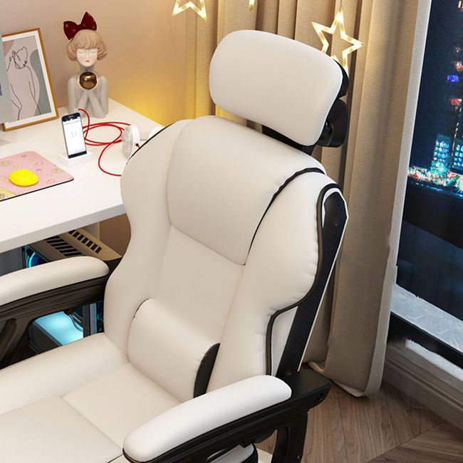 Modern Style Gaming Chair Faux Leather Fixed Arm Desk Chair for Home Clearhalo 'furn' 'furn_office_chair' 'Furniture' 'Office Chairs' 'Office Furniture' 'office_chair' 1200x1200_2ffebfcc-9740-445d-8c14-30a0d86fb6df