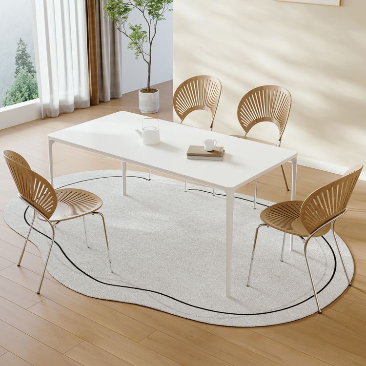 Moderna mesa de comedor blanco Juego de comedor 1/4/5 piezas con sillas de metal