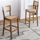 Taburete de bar de madera maciza para sala de estar, taburete de bar contemporáneo de ratán