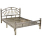 Zilveren metalen vouwbed gebogen open frame bed met hoofdeinde